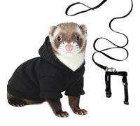 Ropa De Hurón,Disfraz Jersey Ajustable con Capucha - Set de Arnés, Chaleco, Correas, Ropa para Mascotas,para Paseo al Aire Libre Animales Pequeños: Chinchilla, Conejos, Cachorros, Conejitos