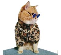 Ropa de invierno para perro, estampado de leopardo, chaqueta de algodón con estampado de leopardo, bulldog francés, caniche, Havanero, Pomerania, chamarra de plumón para gato (M)