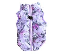 Ropa de invierno para perros, chaqueta de teñido anudado morado, talla L | Chaleco de disfraz para cosplay, abrigo para mascotas con hebilla de arnés