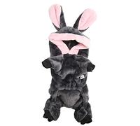Ropa de Invierno para Perros Suave y Agradable para la Piel Lindo Oreja de Conejo con Capucha Cachorro Traje cálido para Mascotas pequeñas y Medianas Poliéster Algodón Franela Gris (2XL)