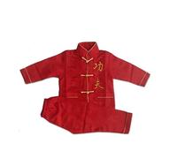 Ropa de Kung Fu para niños, Uniforme tradicional de Tai Chi para niños y niñas, traje de tanga de manga larga de artes marciales chinas Wing Chun, rojo, 14 años