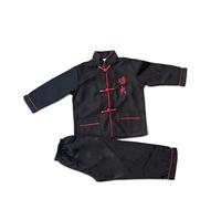 Ropa de Kung Fu para niños, Uniforme tradicional de Tai Chi para niños y niñas, traje de tanga de manga larga de artes marciales chinas Wing Chun, Negro , 8 años