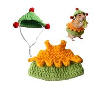 Ropa de lana para hámster,Vestido suéter de punto con sombrero para mascotas - Ropa transpirable para animales pequeños para conejillos de indias, hámster, hurón, conejo, chinchilla, erizo e