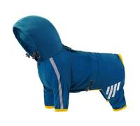 Ropa de lluvia para perros impermeable a prueba de viento FourSeason Ropa para mascotas al aire libre Caminadores impermeables con rayas reflectantes ajustables ropa de lluvia para mascotas con