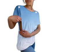 Ropa de maternidad, camisas de lactancia para mujer, con cremallera lateral abierta, manga corta, cómoda, para embarazo, Z02-azul cielo, XL