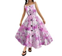 Ropa de maternidad de verano Enlifety para niña, vestido casual de verano, vestido de escalones, tirantes delgados, talla 6, 14T, mameluco con niñas, Rosa., 13-14 años