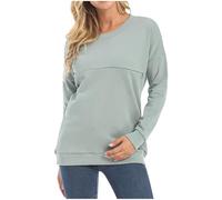 Ropa de Maternidad Ofertas,Camisetas de Maternidad de Manga Larga Camiseta de Lactancia Sudaderas de Lactancia con Cuello Redondo Ropa de Embarazo Sólida Jersey para El Embarazo Primavera y Otoño