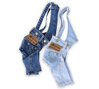 Ropa de mezclilla para perros, ropa vaquera para perros pequeños y medianos, disfraz de chihuahua, abrigo para perros, chaqueta, overol para cachorros (azul profundo, XXL)