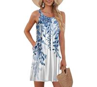 Ropa De Mujer Verano, Vestido Mujer Verano Vestido Primavera Vestidos Sin Mangas De Color Liso Y Holgado para Minivestido Sexy con Bolsillos Vestidos Camisero Fluido Túnica Camisero Ligero Corte A