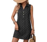 Ropa De Mujer Vestidos, Vestidos Femininos De Mujer Elegantes Vestido Vaquero Liso Verano para Vestido Sin Mangas con Cuello En V Y Botones Mini Holgado Tipo Túnica Ligero Mini Informal Boho Moda