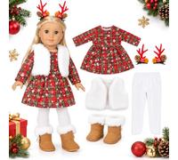 Ropa de muñeca de Navidad, 43 cm, disfraz de muñeca de Navidad | con diseño de alce y accesorios, ropa de gnomo para muñecas de 35 a 43 cm, traje festivo de muñeca como regalo (muñeca no