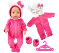 Ropa de Muñeca para 18 Pulgadas, Conjunto de Ropa de Muñeca con Mono, Gorro, Calcetines y Percha,Cat Muñecas Ropa para Niños y Niñas, para 30-45 cm Recién Nacido Muñecas Niñas Cumpleaños
