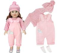Ropa de muñeca para muñecas de 18 Pulgadas, Lindos Trajes, Monos, Cilindros y Calcetines para muñecas recién Nacidas de 35 a 45 cm, cumpleaños (Rosa) (no es una muñeca)