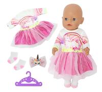 Ropa de muñecas para muñecas de 12 a 18 pulgadas, 4 ropa para muñecas de 43 cm con 1 bonito vestido de pony, 1 pinza para el pelo, 1 calcetines, 1 percha, ropa para muñecas de 30-45 cm, accesorios