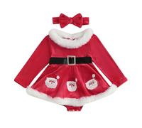 Ropa de Navidad para bebé recién nacida, vestido de princesa de terciopelo rojo con campana larga, manga larga, sombrero de Papá Noel, traje de fiesta navideña, conjunto de 2 piezas para niñas, 1 mes