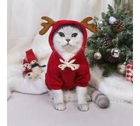 Ropa de Navidad para mascotas con cuernos para disfraces de perro y gato, lindos trajes para mascotas, linda sudadera con capucha de animales con capucha para feliz año nuevo (Navidad, XXL)