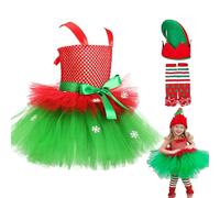Ropa De Navidad Para Niñas | Vestidos De Navidad Con Sombrero Y | Vestido De Tul Sin Mangas Para 2-12 Años | Para Actividades De Juego De Rol Sesiones De Fotografía Y Diurna