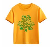 Ropa de niña de manga corta con manga corta, camiseta de San Día Medio y Grande Children's Retro Personality 2D Printing Children's Loose Short Sleeved Camiseta con calavera para mujer, amarillo, 2-3