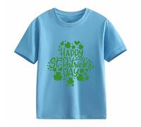 Ropa de niña de manga corta con manga corta, camiseta de San Día Medio y Grande Children's Retro Personality 2D Printing Children's Loose Short Sleeved Camiseta con calavera para mujer, azul claro, 12