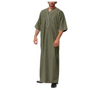 Ropa de oración larga para hombre de caftán para hombre, ropa islámica, vestido musulmán, cuello en V, manga larga, árabe, abaya, túnica de párroco, disfraz de suramkleidung tradicional musulmana