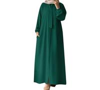 Ropa de oración para mujer Abaya Ramadán vestido de verano elegante musulmán vestido de oración elegante vestido de oración caftán largo árabe maxi vestido oriental ropa musulmana, O Verde, L