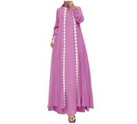 Ropa de oración para mujer Abaya Vestido Dubai Largo Musulmán Ropa de Cobertura Completa Vestido de Oración Manga Larga Casual Túnica Islámica Jilbab Dubai Salah Kaftan Ramadán Namaz Elbisesi, O rosa