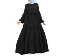 Ropa de oración para mujer de manga larga con botones vestidos musulmanes retro musulmán caftán abaya mujer Dubai bata de Oriente Medio étnico saudí afgano árabe bata islámica árabe ropa, 02#black, XL