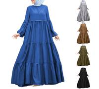 Ropa de oración para mujer de manga larga con botones vestidos musulmanes retro musulmán caftán abaya mujer Dubai bata de Oriente Medio étnico saudí afgano árabe bata islámica árabe ropa, 01# azul., S