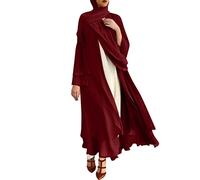 Ropa de oración para mujeres musulmanas Abaya Praying Plus Size Dresses UK Ramadan Jilbabs Black Dress Ladies Abya Umrah Outfit Eid Kaftan Abayas, rosso, S