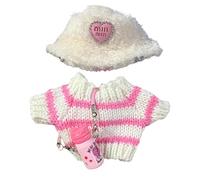 Ropa de peluche, compatible con Labubu de 17 cm, juguetes de peluche, accesorios para ropa Labubu, suéter, peto, atuendo, manualidades, regalos para niños y niñas (rosa, 17 cm, A)