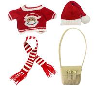 Ropa de Peluche para muñeca navideña, Lindo Disfraz Que Incluye Gorro, Bufanda, suéter y Bolso navideños para Regalos de Fiesta de graduación de Navidad, Ropa de Peluche, para muñecas, acces