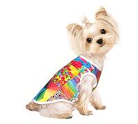 Ropa de perro con estampado de collage colorido para perros pequeños, transpirables, para cachorros, gatitos, perros y gatos