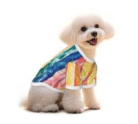 Ropa de perro con estampado de líneas coloridas, camiseta de algodón suave para perros pequeños, medianos y grandes para uso diario