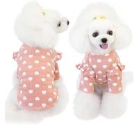 Ropa de perro para perros pequeños, camisa de perro con estampado de corazón, camiseta de verano de manga larga para mascotas con volantes, lindos trajes para chihuahua, cachorro y gato, perfecto para