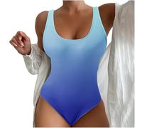 Ropa de Playa Mujer Bañador Super Reductor Conjunto de Bikini con Cintura Recortada Y Estampado para Mujer Primavera Verano con Parte Superior en El Bañador Talla Grande Bikini (Sky Blue S)