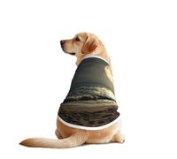 Ropa de playa tropical con estampado de palmera y luna llena y noche estrellada para perro, ropa divertida para mascotas, lavable a máquina, chaleco para perros medianos y grandes