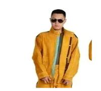 Ropa de seguridad for el lugar trabajo, Trabajos soldadura cuero vaca, arco argón, traje ropa protector contra salpicaduras manga larga(Yellow coat,XXL)