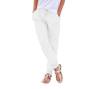 Ropa de servicio, pantalones de enfermería para mujer, con cordón en la espalda, cintura elástica, pantalones casuales con bolsillos en forma de cinturón para mujer, Blanco, S