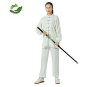 Ropa de Tai Chi Mujeres, Hombres Mujeres Trajes de Artes Marciales de Gasa Tradicional China Manga Larga Ejercicio matutino Ropa de Kung Fu,Gray-XXL (Gris L) (Gris XXL)