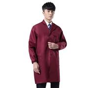 Ropa de Trabajo a Prueba Polvo for Hombres, Ropa, Manga Larga, Botones, Bolsillos, Bata Laboratorio, Traje, Uniforme a(Purplish Red S)