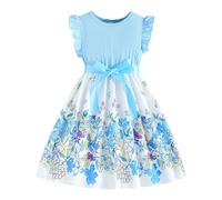 Ropa de Vestir de Moda con Estampado Floral sin Mangas con Volantes de Verano para niñas pequeñas Corta De