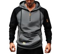 Ropa deportiva para hombre, transpirable, con capucha, con capucha, para hombre, diseño de retazos, cremallera de un cuarto, sudadera atlética para gimnasio, entrenamiento, camiseta de otoño, suave y