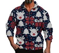 Ropa deportiva para hombre, transpirable, sin capucha, para otoño, invierno, manga larga, Navidad, impresión 3D, personalidad, cómoda, suelta, un tercio, cremallera, sin capucha, suave, cómoda, para