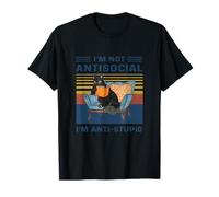 Ropa divertida para amantes de los gatos I Am Not Antisocial I'm Anti-Stupid Camiseta