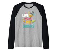 Ropa divertida para fiestas de verano, Love Mix, Drinking Life Camiseta Manga Raglan