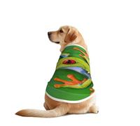 Ropa divertida para perros con estampado de hojas verdes y ranas, chaleco lavable a máquina para perros medianos y grandes