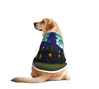 Ropa divertida para perros con estampado de mansión embrujada, chaleco lavable a máquina, para perros medianos y grandes
