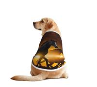 Ropa divertida para perros con estampado de nubes rojas y brillantes de caballos negros, chaleco lavable a máquina, para perros medianos y grandes