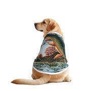 Ropa divertida para perros con estampado de pez volador de cártamo, chaleco lavable a máquina para perros medianos y grandes