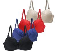 Ropa embarazada ropa interior para mujer 34/75 36/80 38/85 40/90 42/95 44/100 sujetador de copa BCDE sujetador de encaje sexy para mujer lencería de talla grande (4 piezas) H y M ropa de mujer, beige